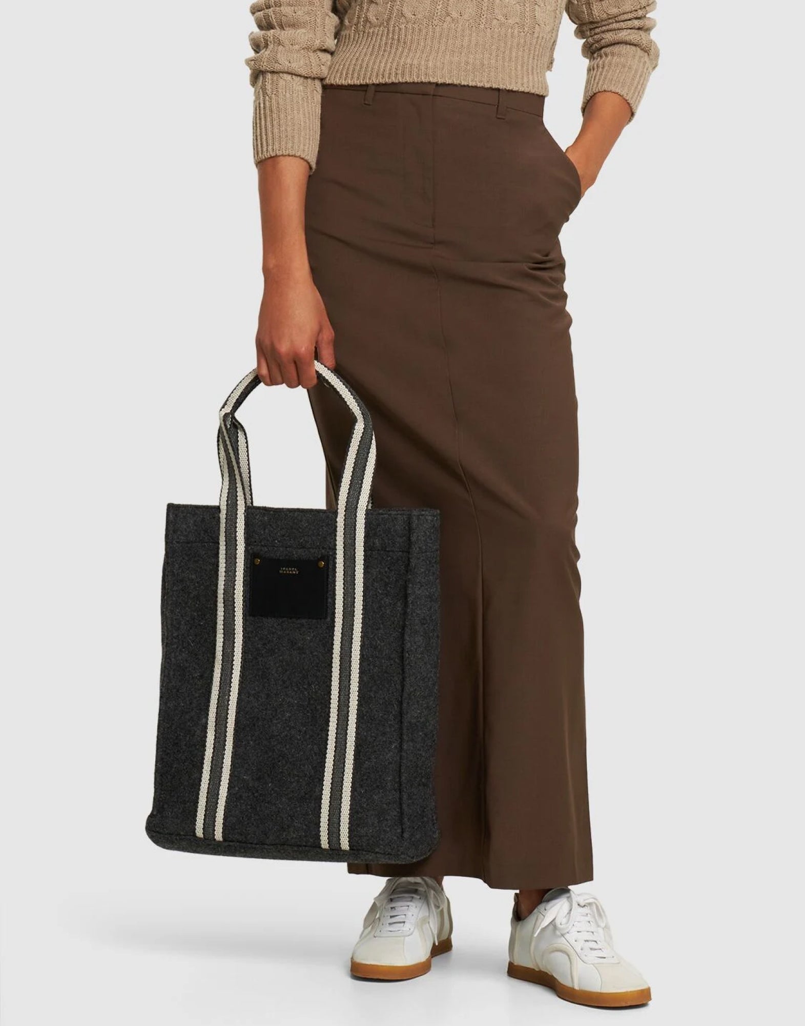 ISABEL MARANT Aruba Puebla Logo Patch Tote Handbag 40X34X12 CM