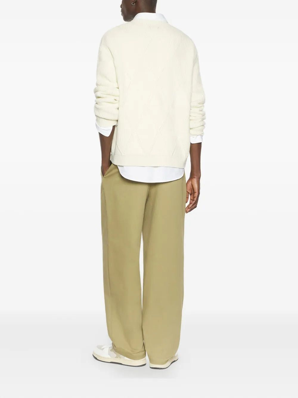 MAISON KITSUNÉ Textured Wool Argyle Jumper