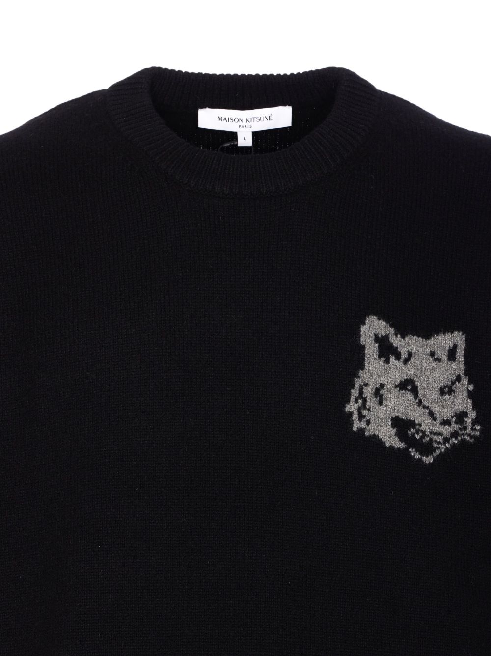 MAISON KITSUNÉ Men's Wool Sweater with Fox Head Intarsia Design