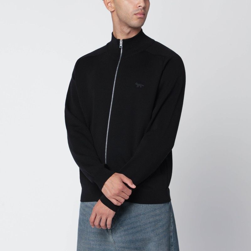 MAISON KITSUNÉ High Neck Long Sleeve Wool Zip Cardigan