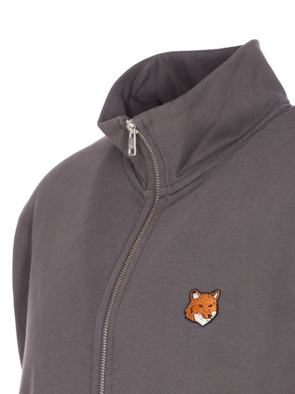 MAISON KITSUNÉ High Neck Zipped Sweatshirt with Fox Head Embroidery