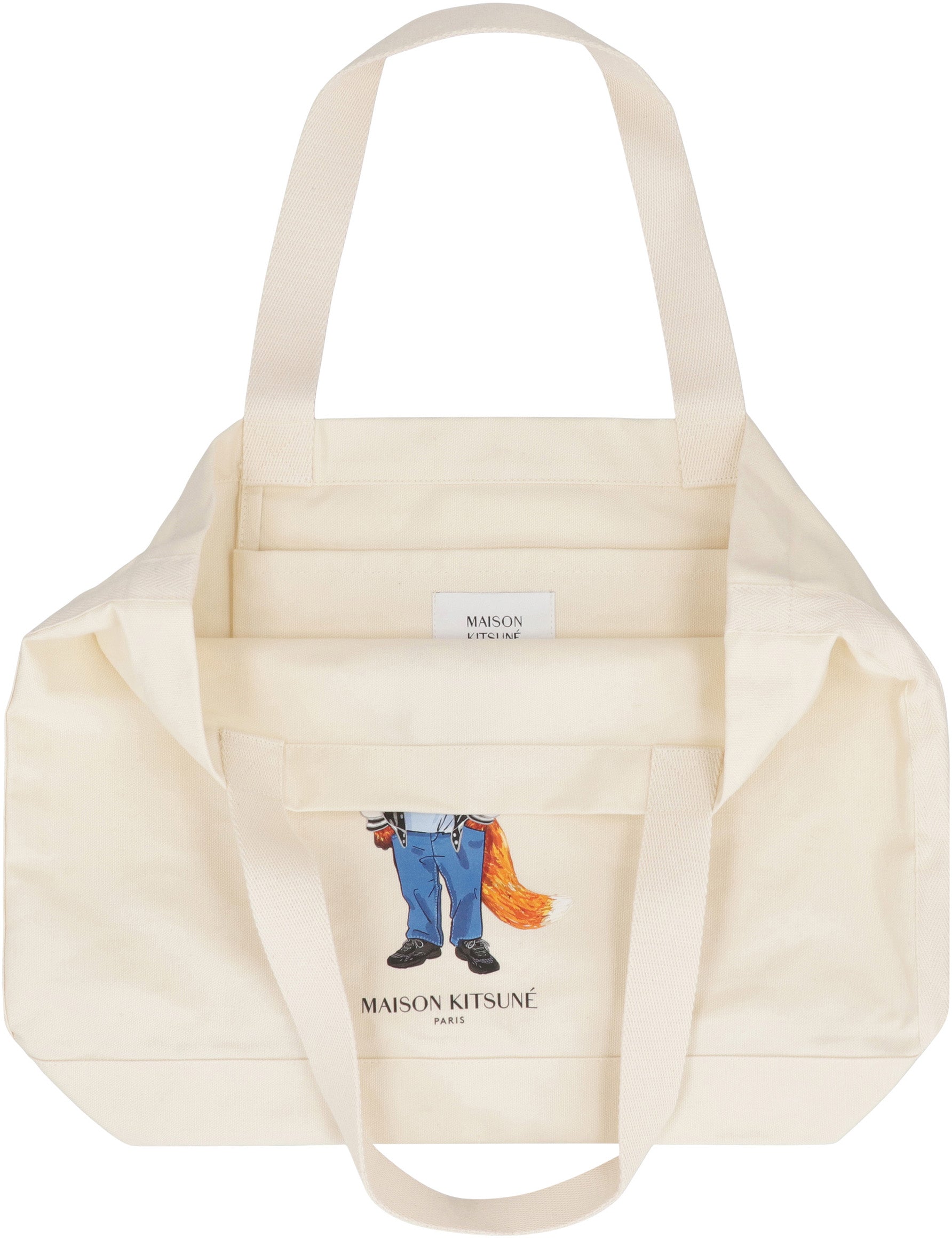 MAISON KITSUNÉ Spacious Cotton Tote Handbag 43x32.5 CM