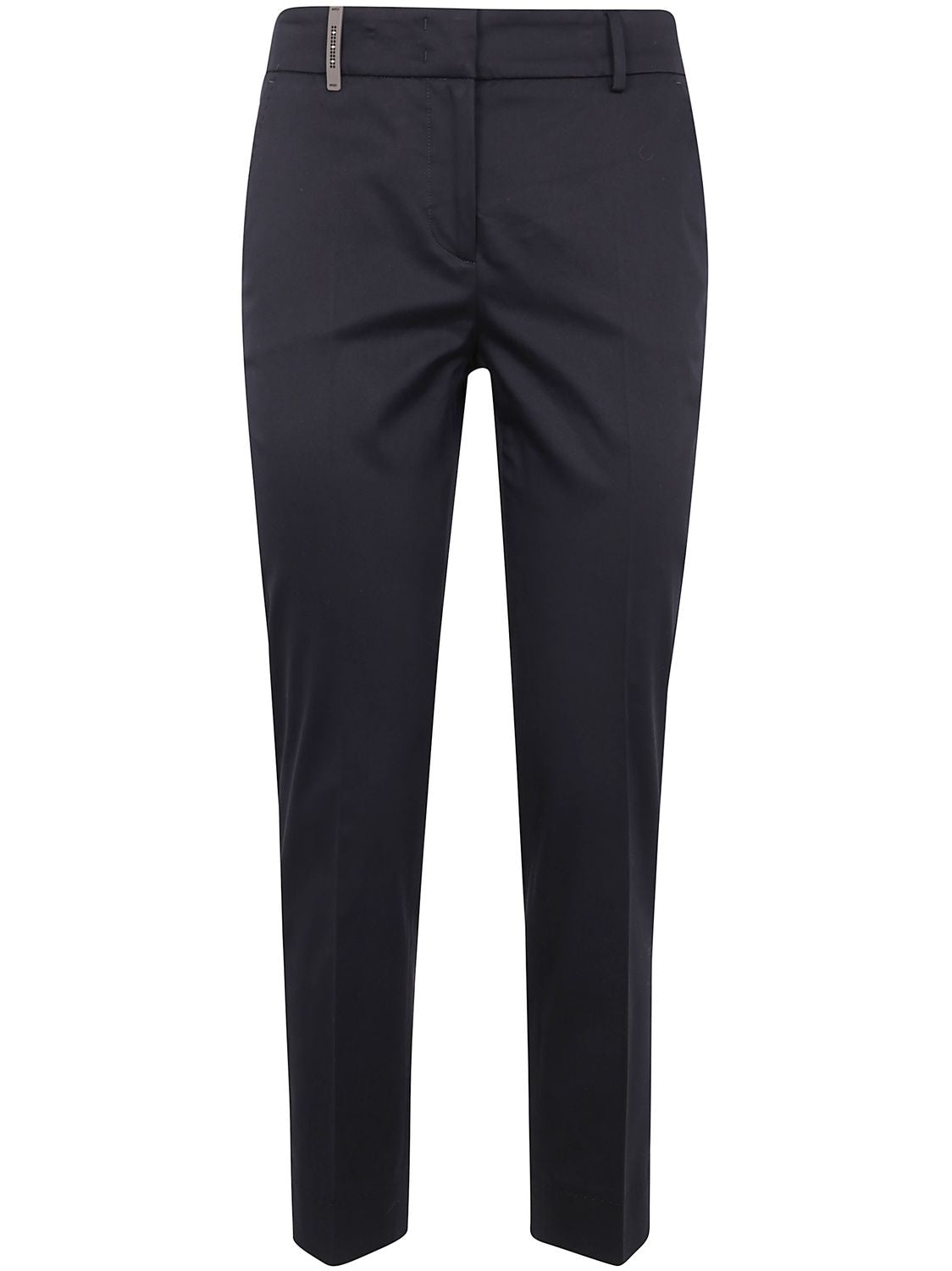 PESERICO Light Cotton Satin Stretch Trousers for Women