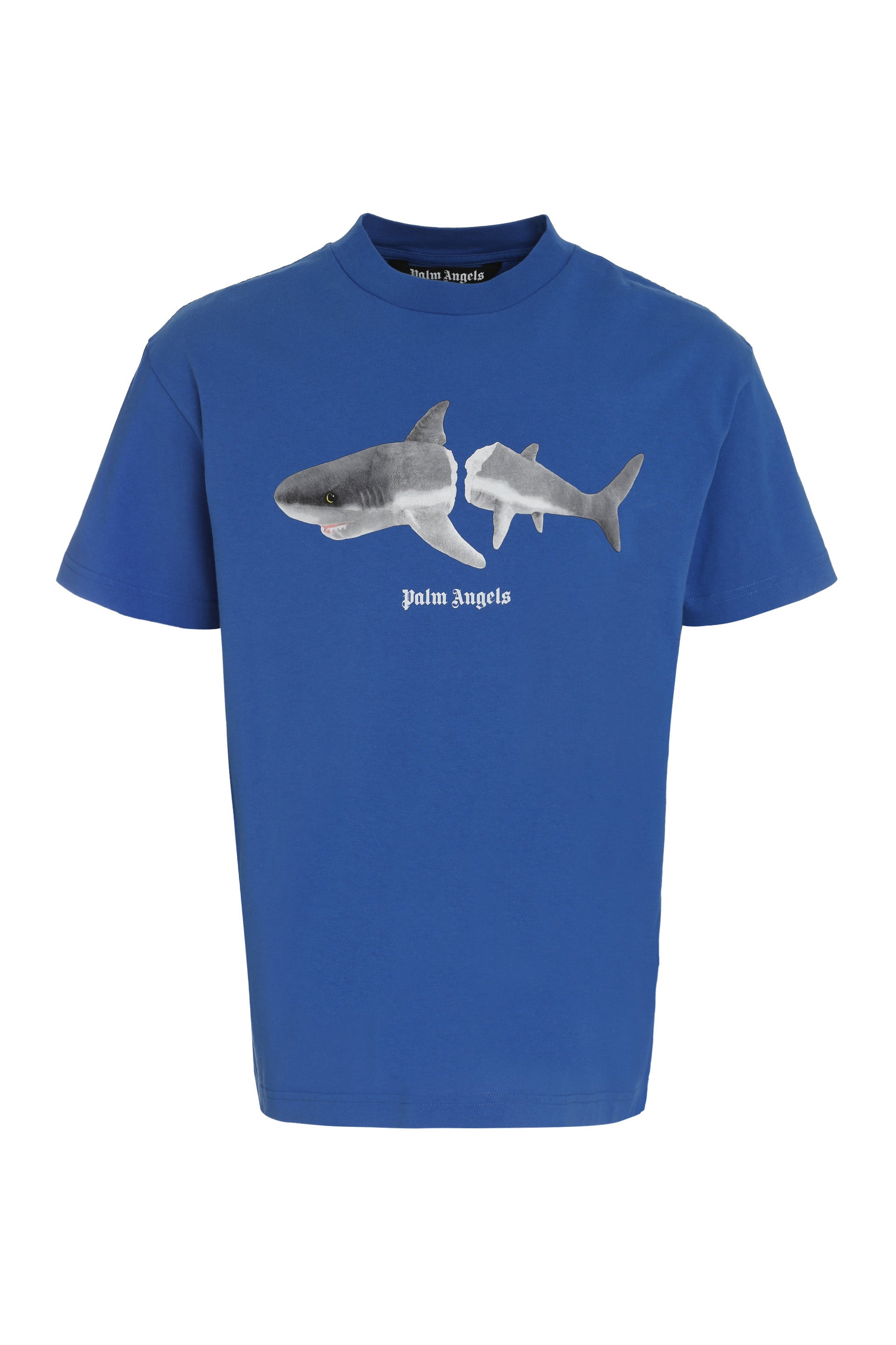 Palm Angels Shark Front Print Cotton T-Shirt