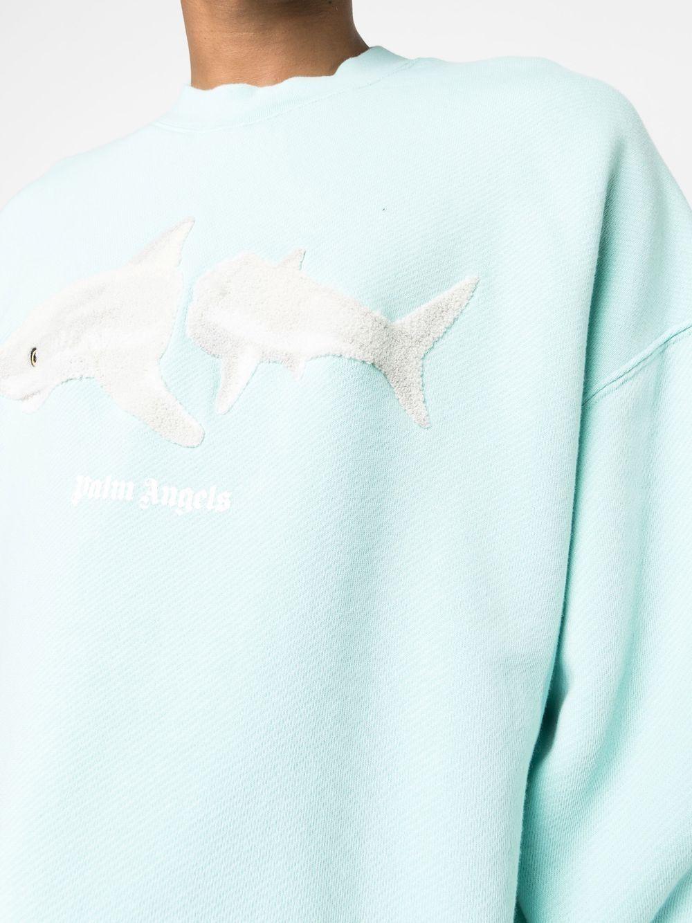 PALM ANGELS Embroidered Cotton Shark Front Sweatshirt