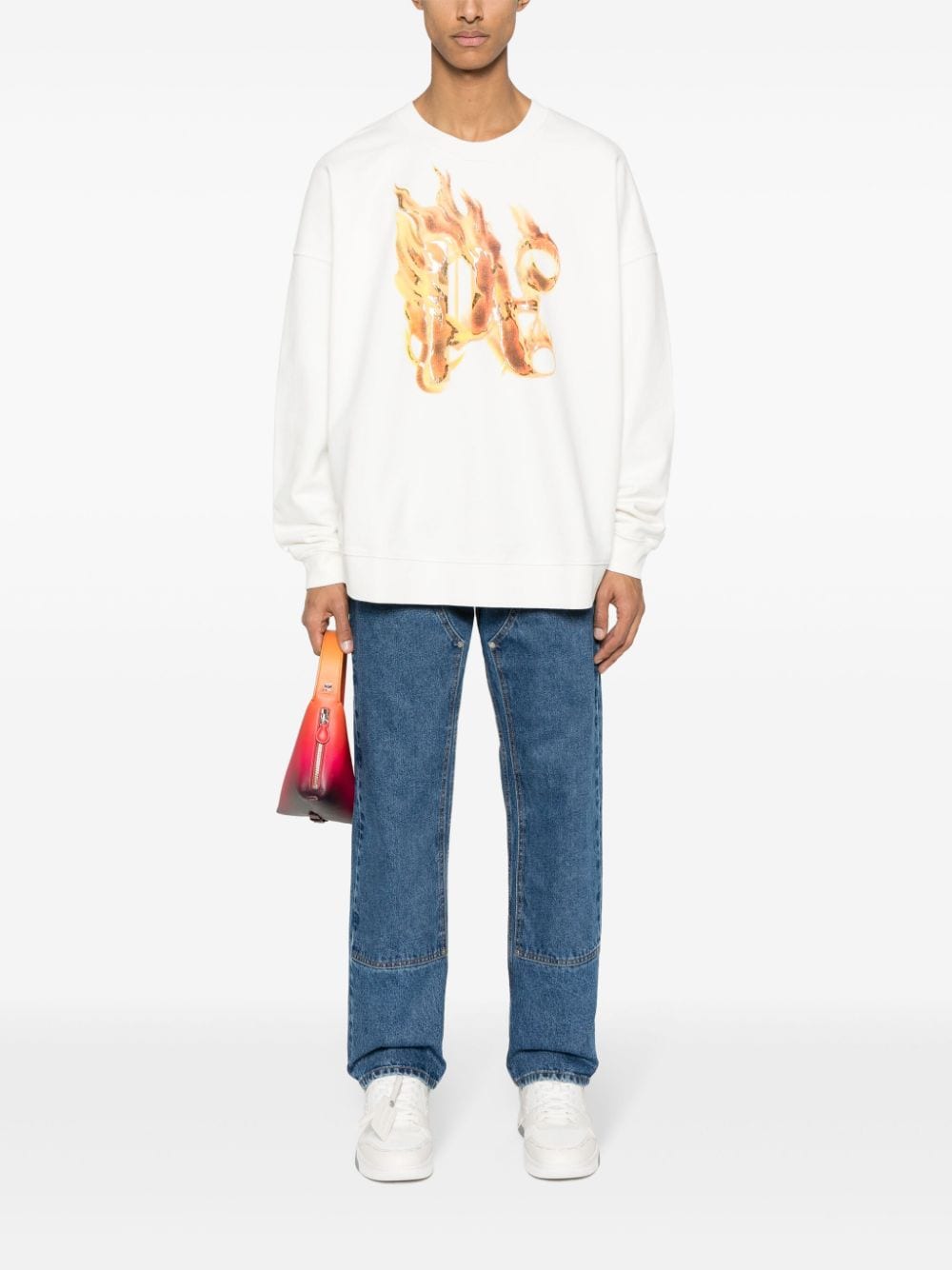 PALM ANGELS Flamed Logo Cotton Sweatshirt