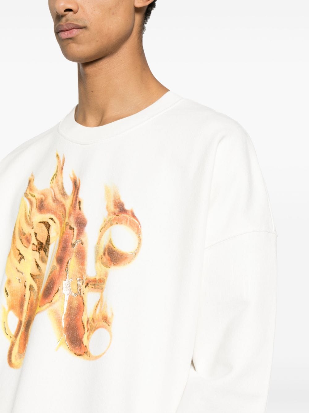 PALM ANGELS Flamed Logo Cotton Sweatshirt