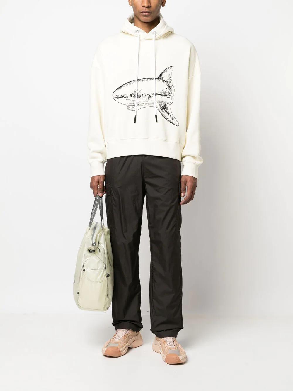 PALM ANGELS Embroidered Front and Back Shark Hoodie for Men - SS23