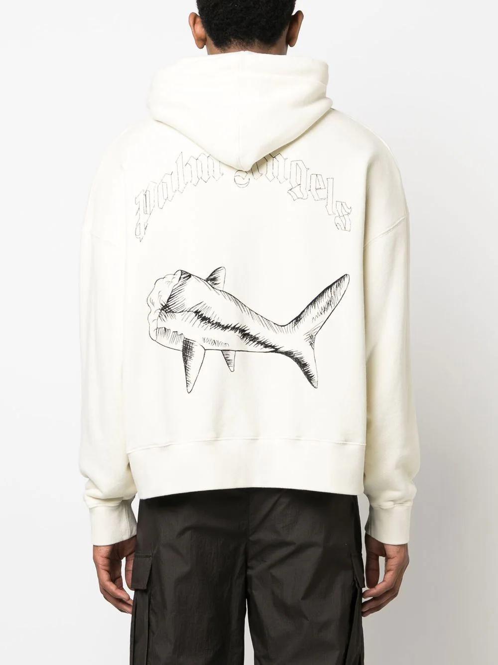 PALM ANGELS Embroidered Front and Back Shark Hoodie for Men - SS23