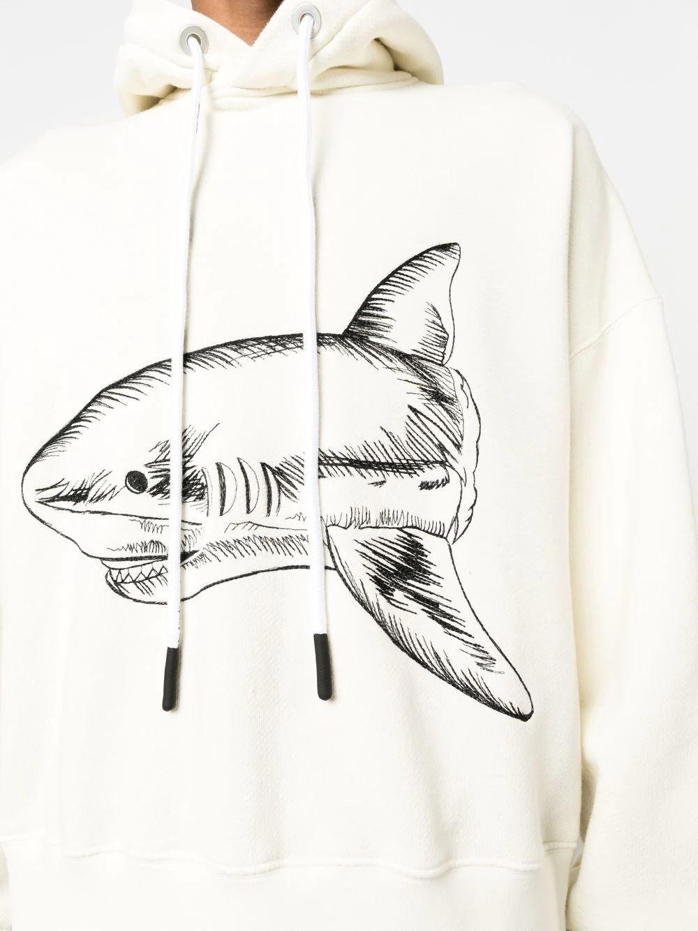PALM ANGELS Embroidered Front and Back Shark Hoodie for Men - SS23
