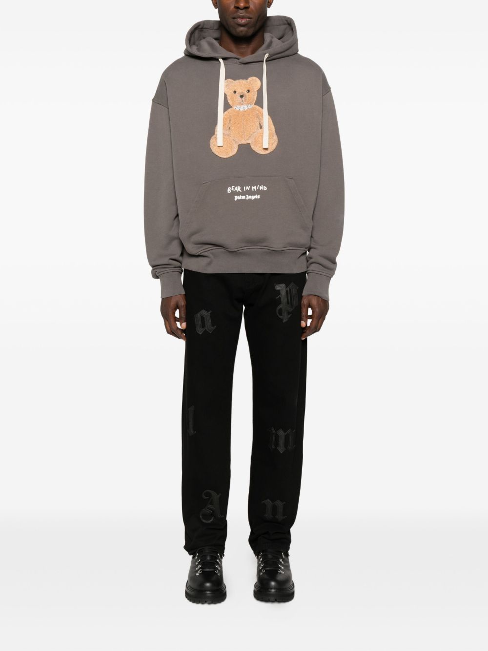 PALM ANGELS Embroidered Bear Motif Hoodie