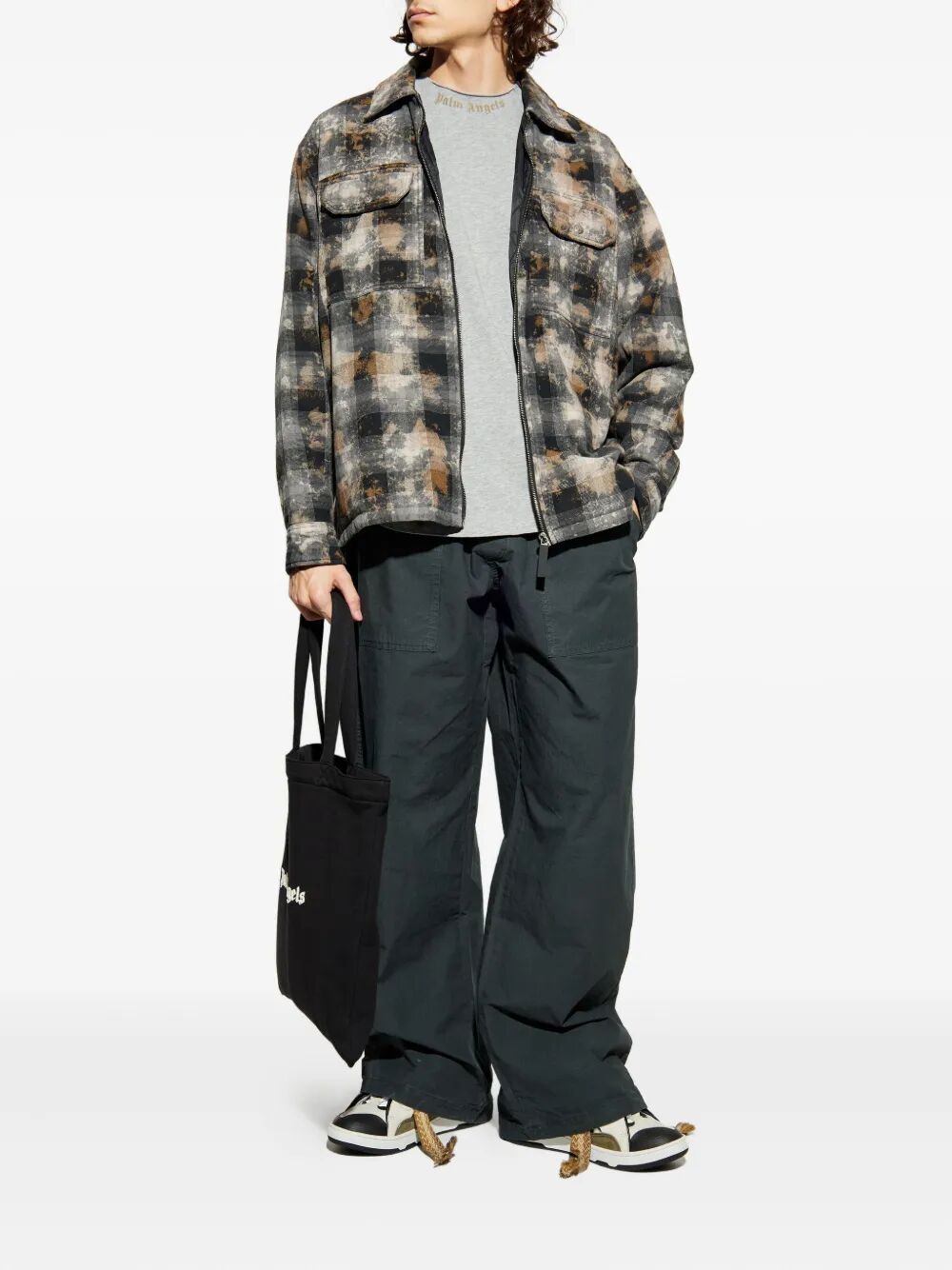 PALM ANGELS Curved Logo Loose Trousers for Men