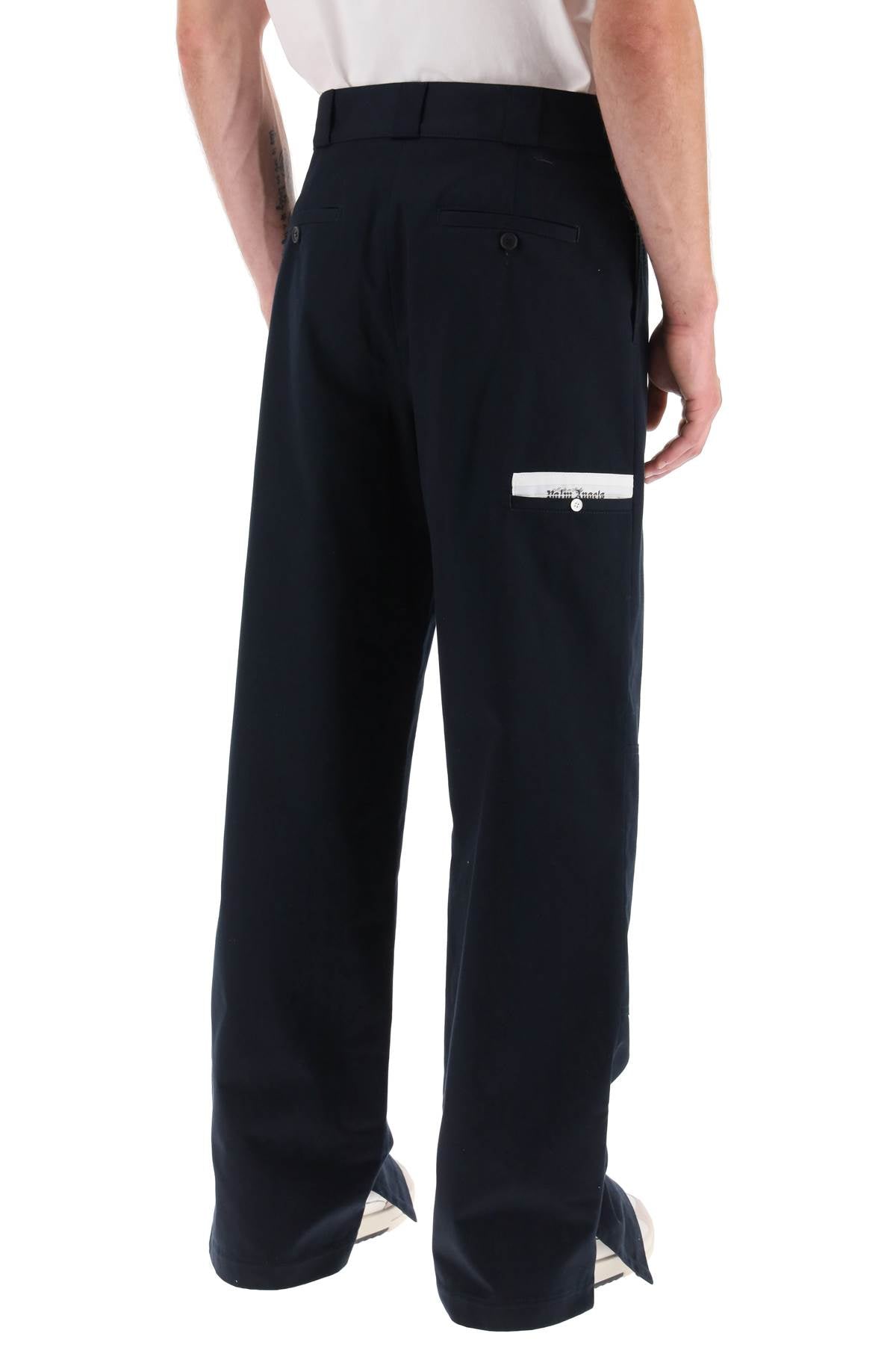 PALM ANGELS Mini Logo Cotton Straight-Leg Trousers for Men