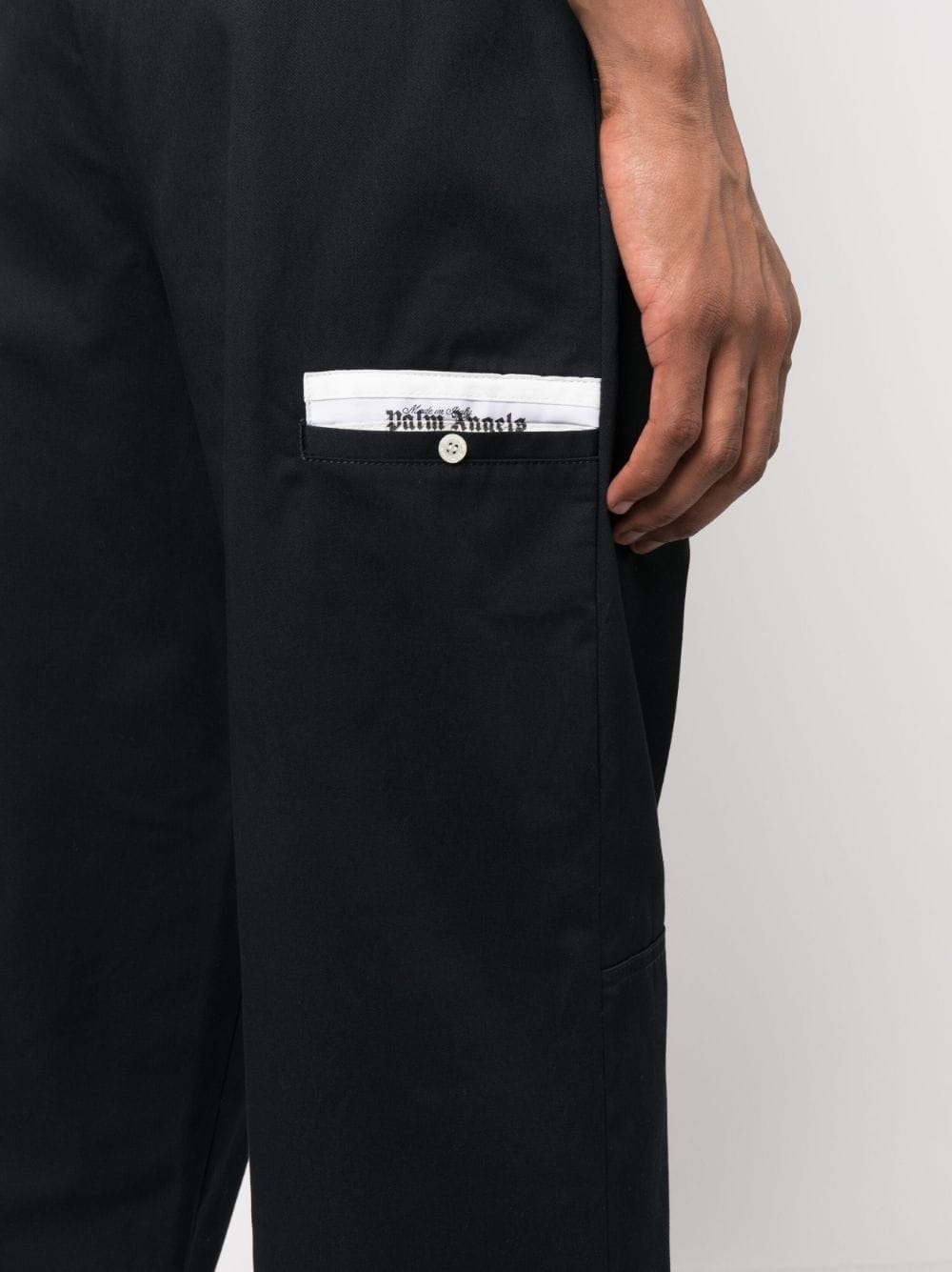 PALM ANGELS Mini Logo Cotton Straight-Leg Trousers for Men