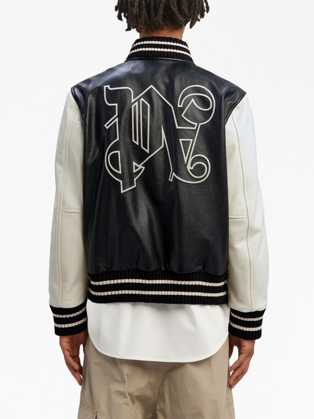 PALM ANGELS Monogram Leather Varsity Jacket for Men
