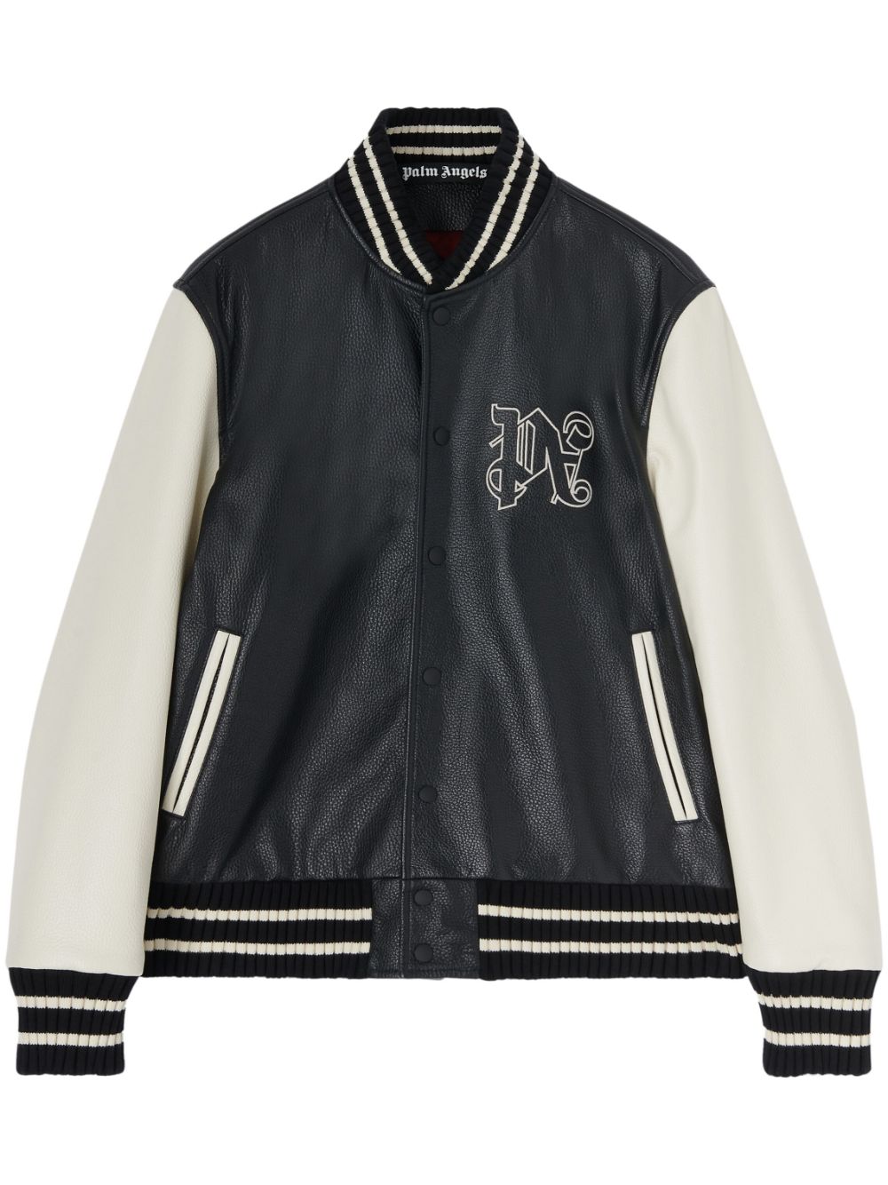 PALM ANGELS Monogram Leather Varsity Jacket for Men