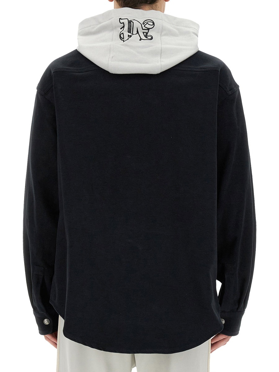 PALM ANGELS Oversize Monogram Shirt-Jacket (Size 48)