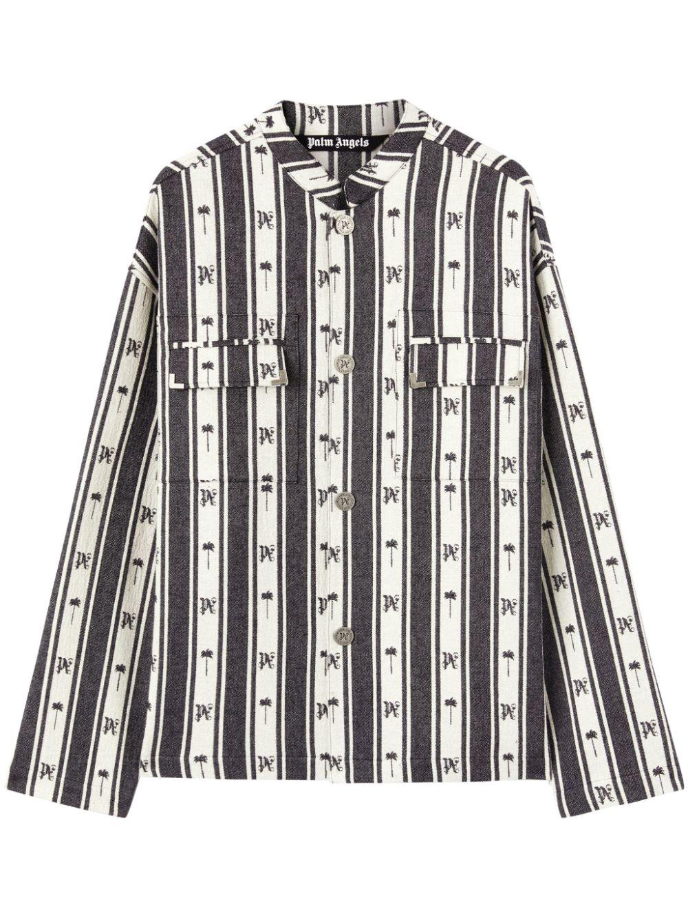 PALM ANGELS Metal Frame Stripes Overshirt - Modern Fit