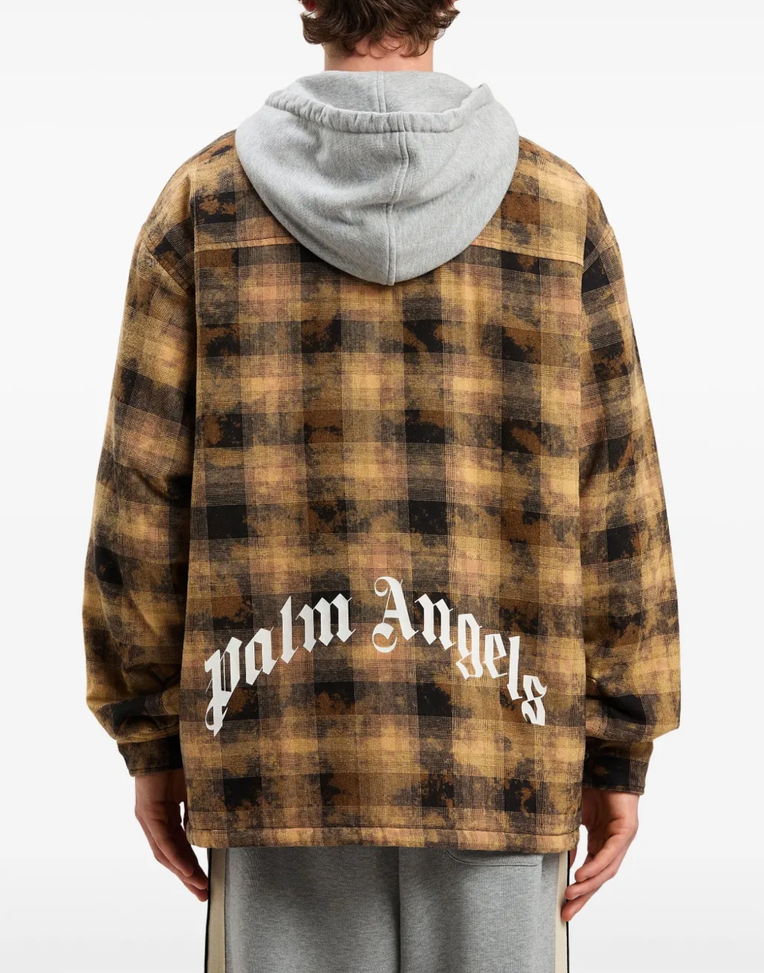 PALM ANGELS Curved Logo Check Overshirt Jacket