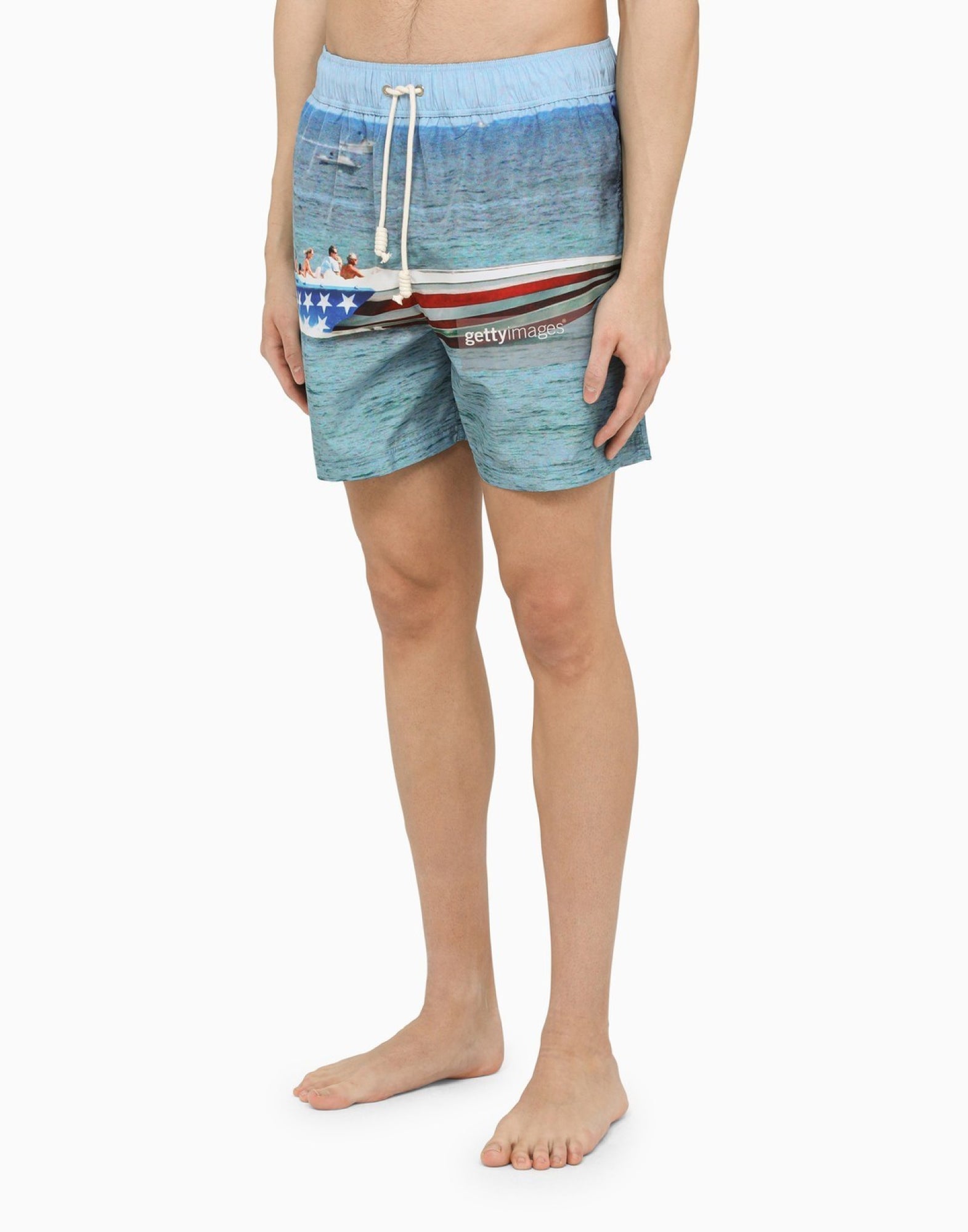 PALM ANGELS Getty Speedyboat Logo Mini Swim Shorts