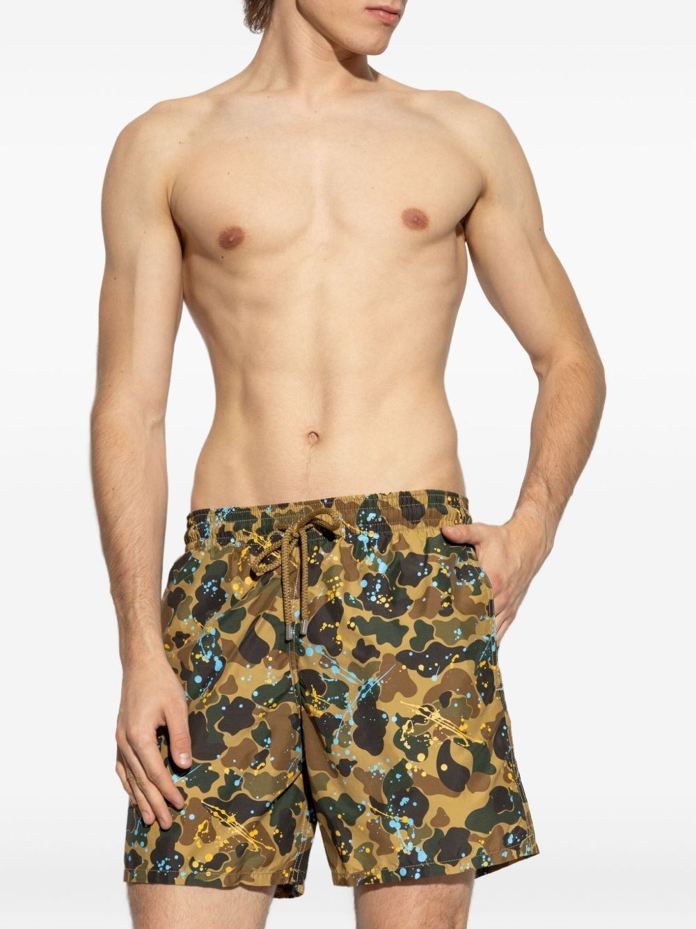 PALM ANGELS Camo Painted Beachwear Shorts for Men