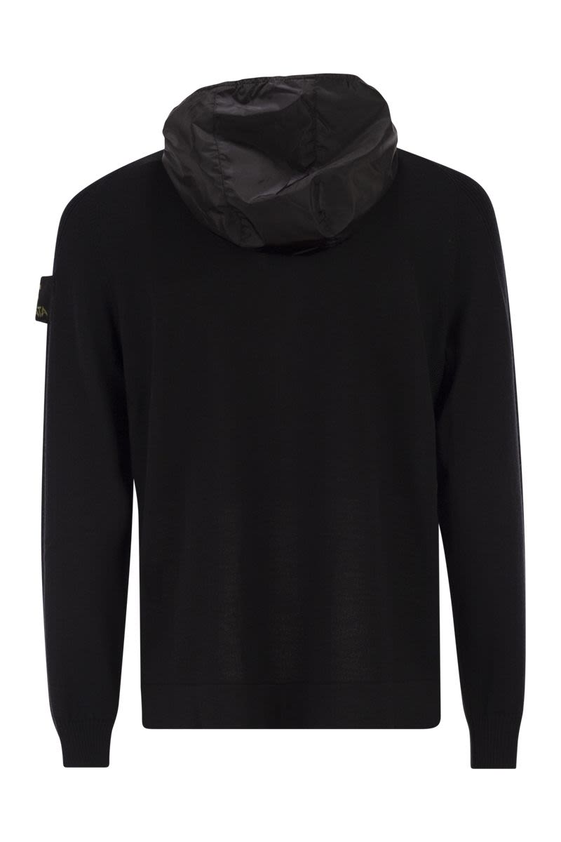 PREMIATA Wool Cardigan with Nylon Hood - Stylish Men's Outerwear