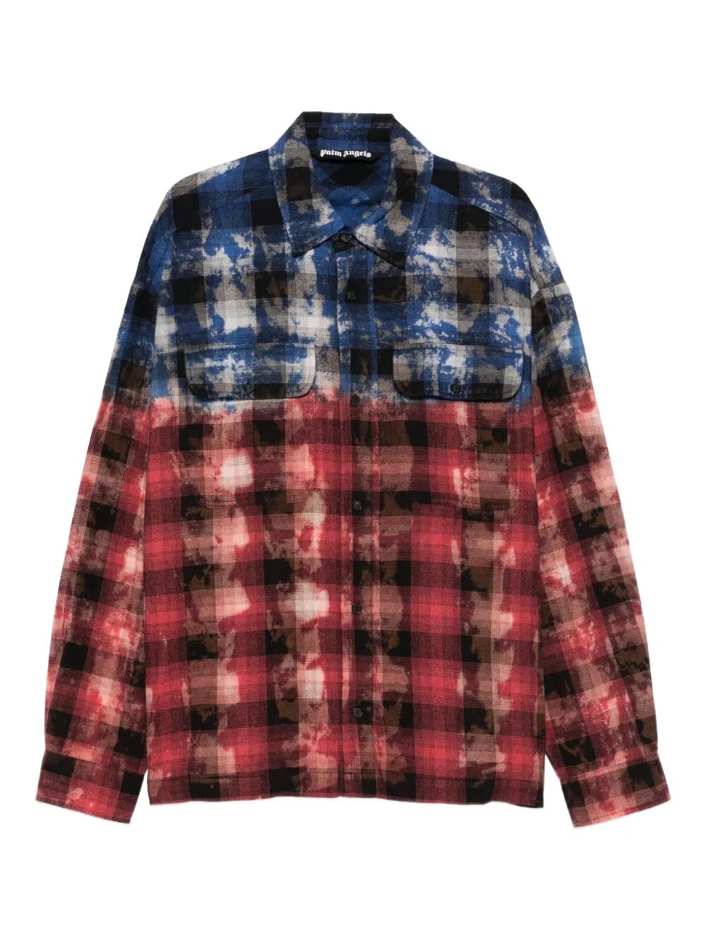 PALM ANGELS Curved Logo Check Long Sleeve Shirt