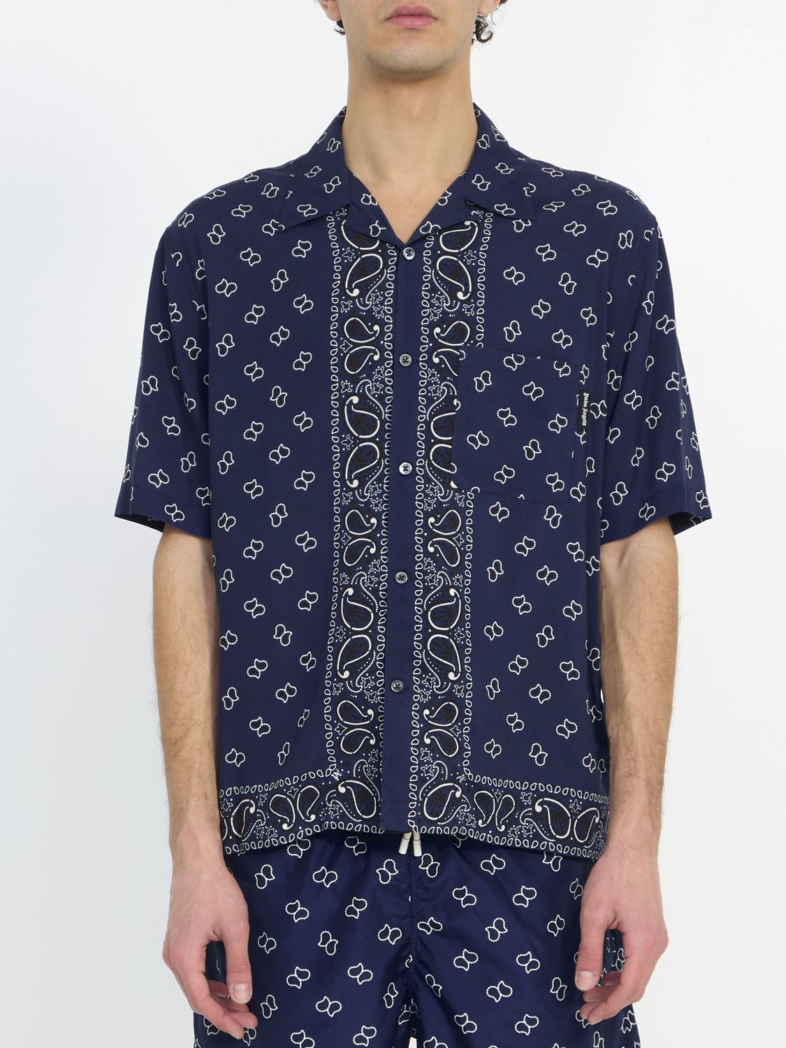 PALM ANGELS Printed Short Sleeved Shirt - Paisley Motif