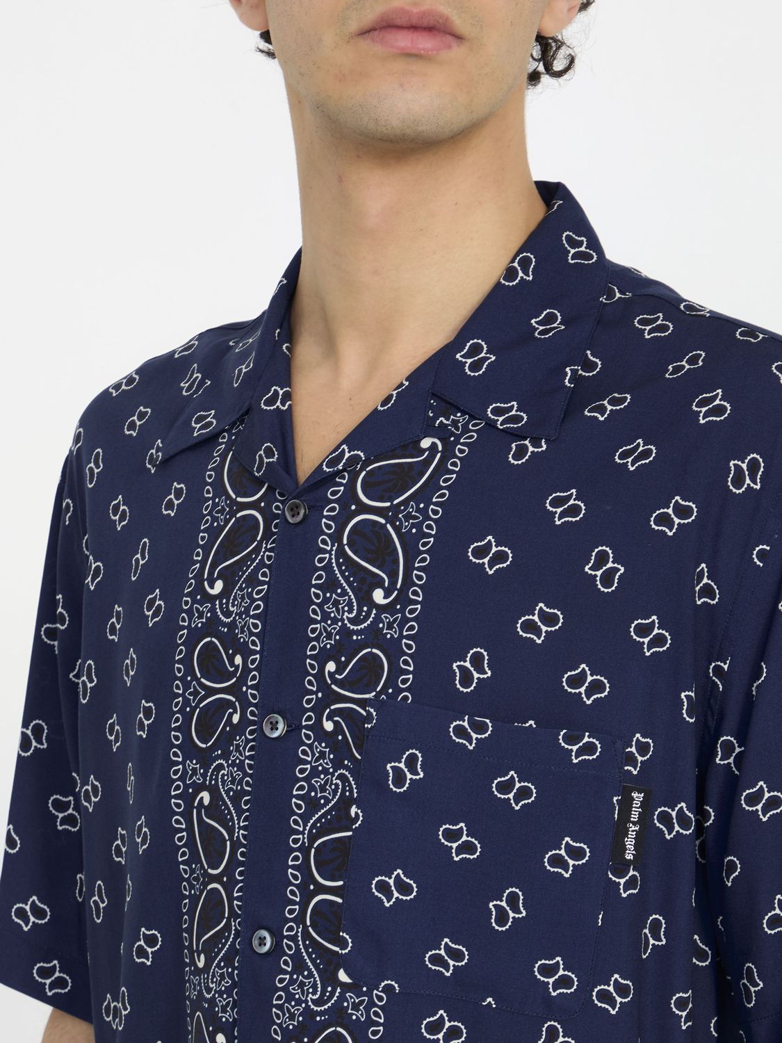 PALM ANGELS Printed Short Sleeved Shirt - Paisley Motif