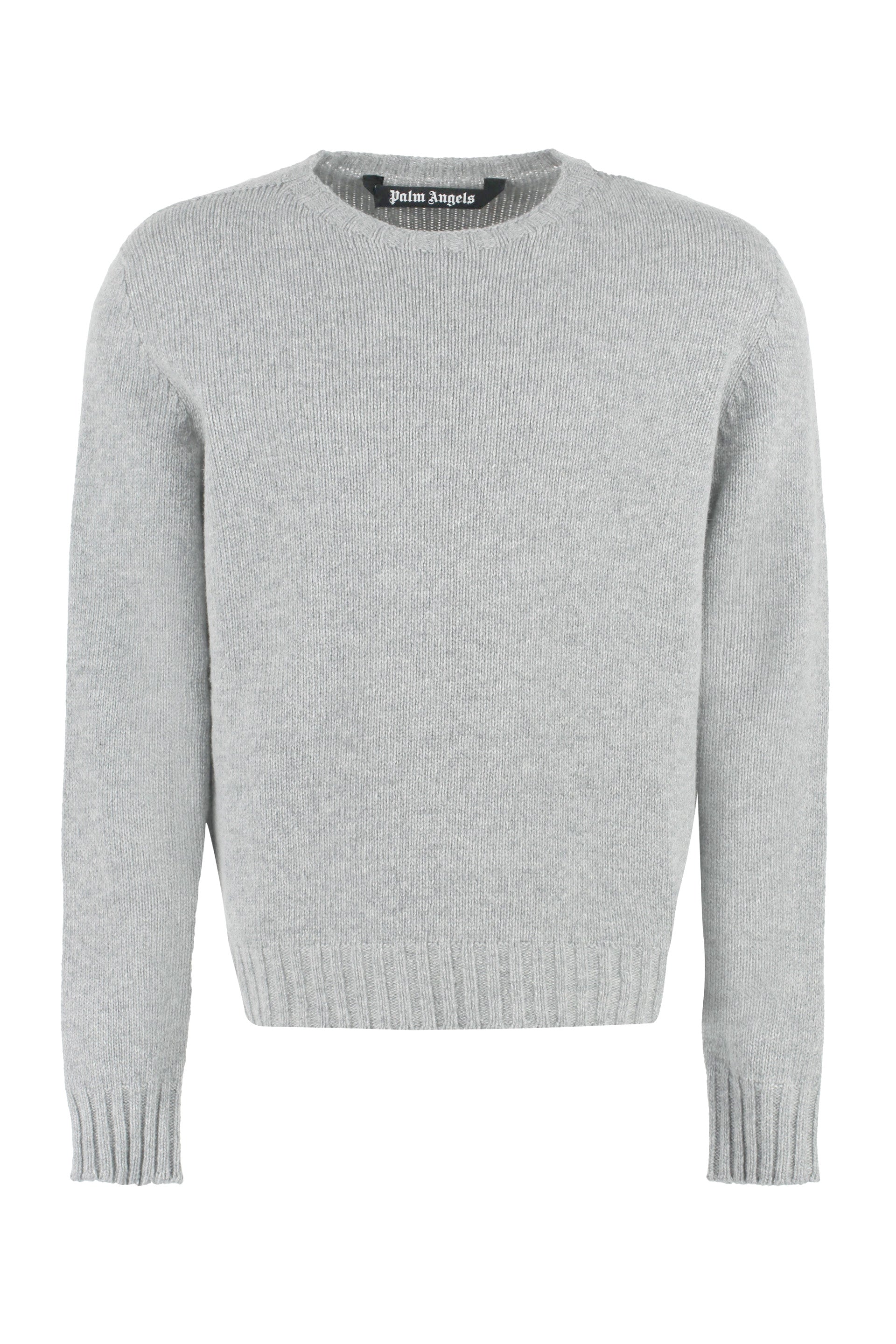 Palm Angels Wool Blend Pullover with Logo Intarsia