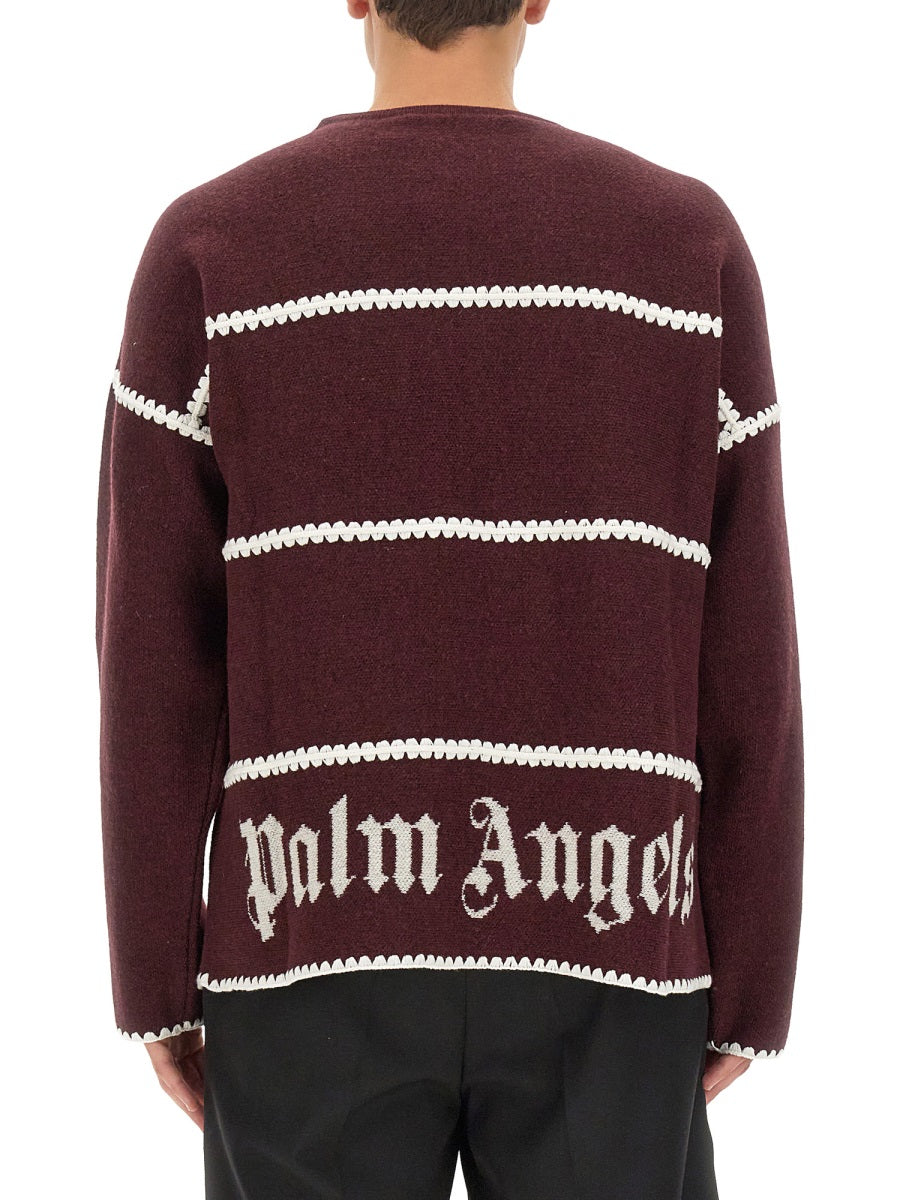 PALM ANGELS Monogram Striped Sweater - Regular Fit (Size L)