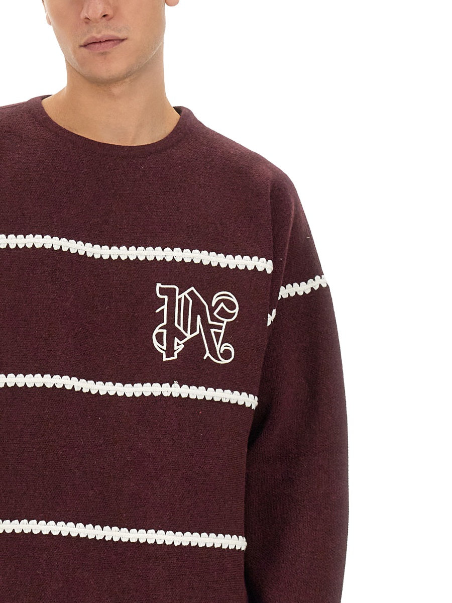 PALM ANGELS Monogram Striped Sweater - Regular Fit (Size L)
