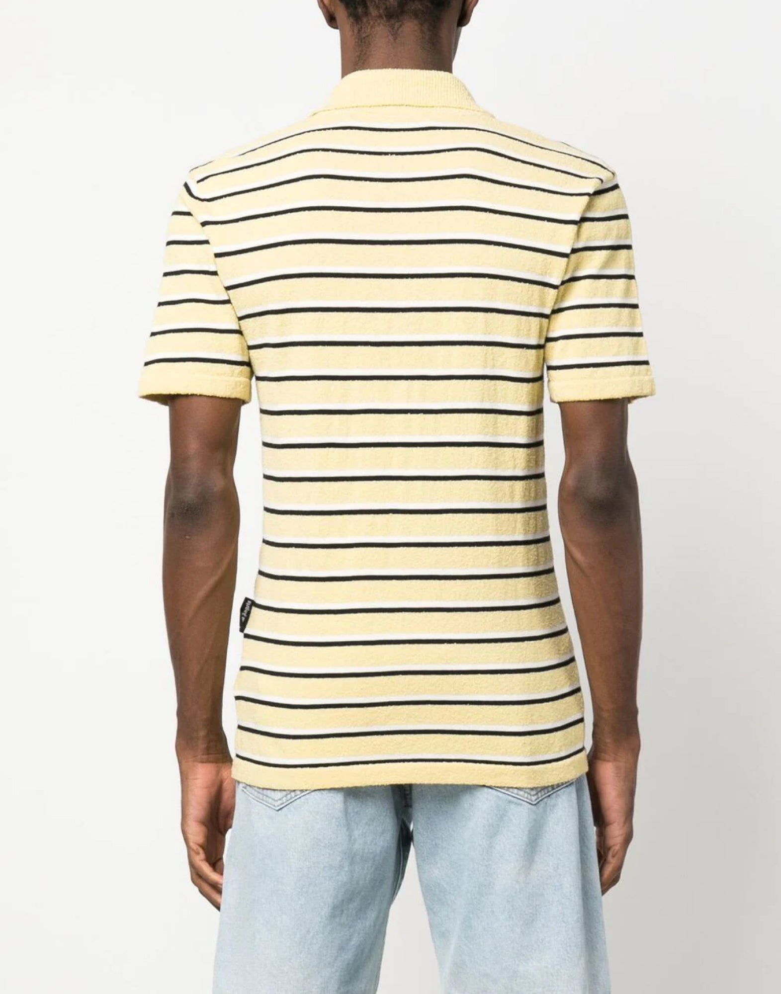 PALM ANGELS Striped Terry Knit Logo Polo Shirt - Short Sleeve