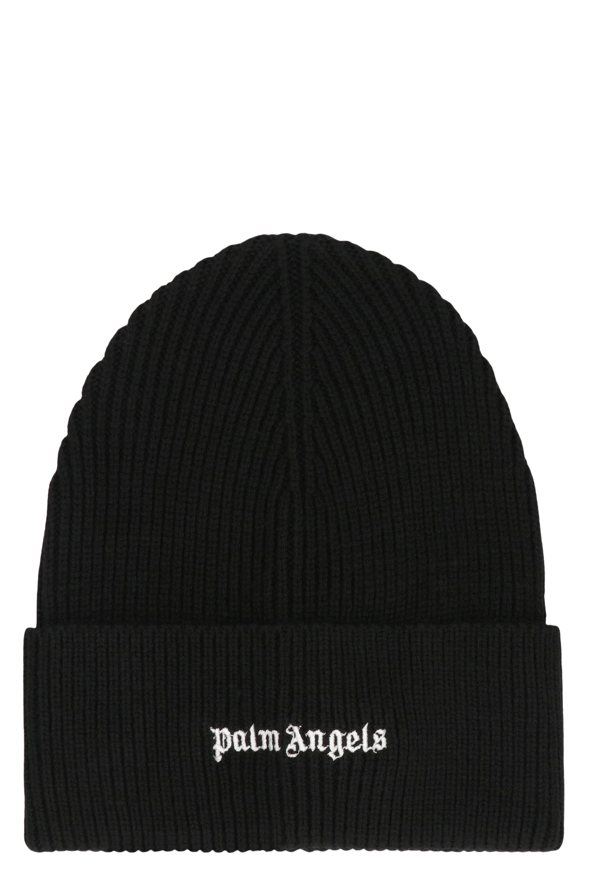 PALM ANGELS Knit Cap with Logo - Men's Winter Accessory