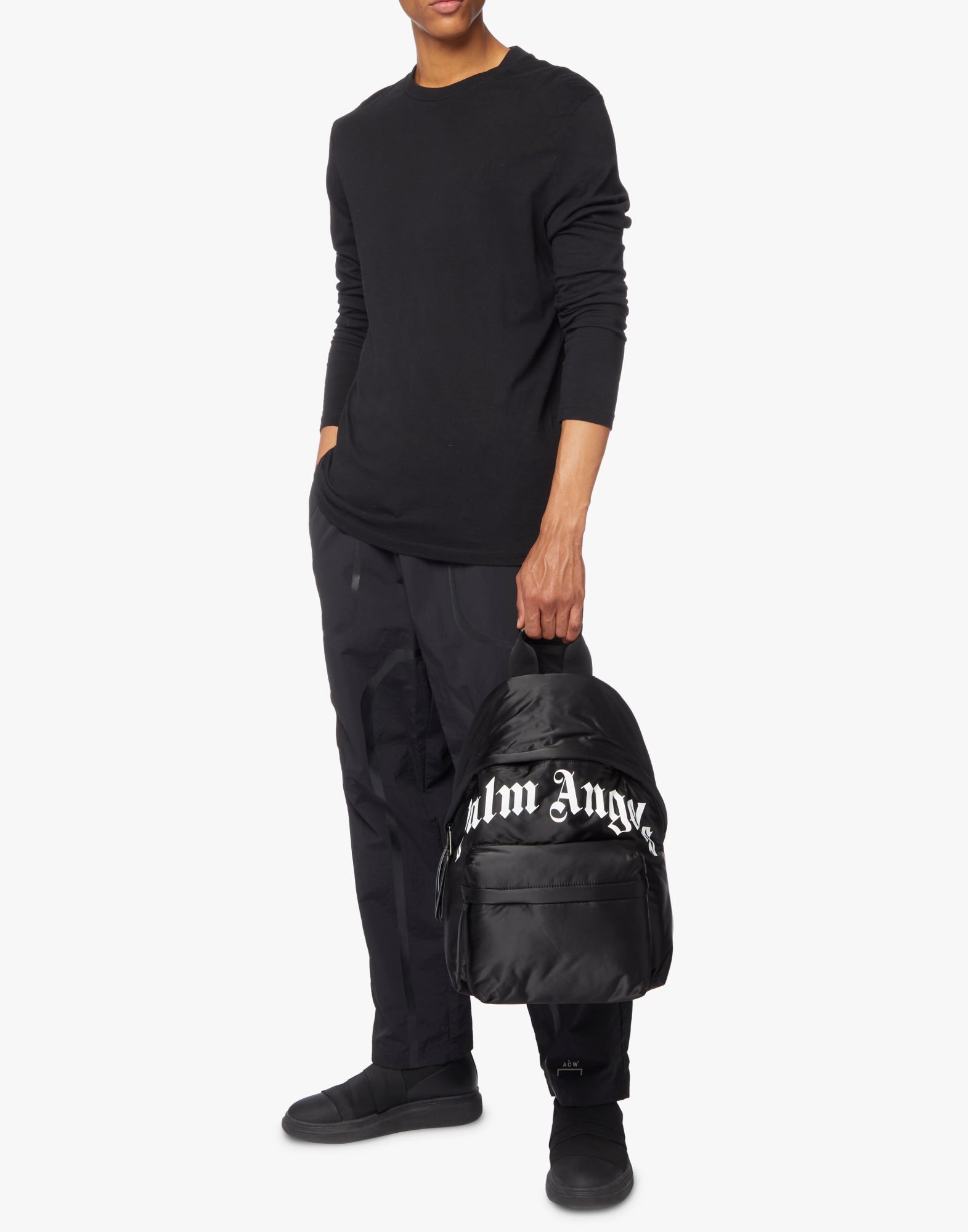 PALM ANGELS Curved Logo Mini Backpack (39x28x23 cm)