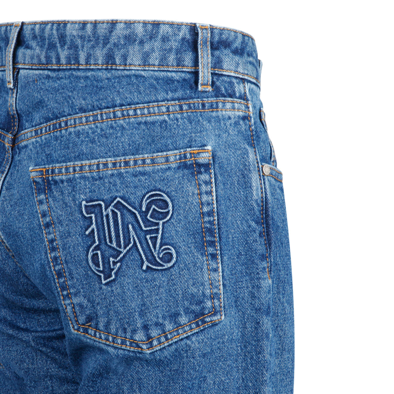 PALM ANGELS Monogram-Embroidered Straight-Leg Jeans