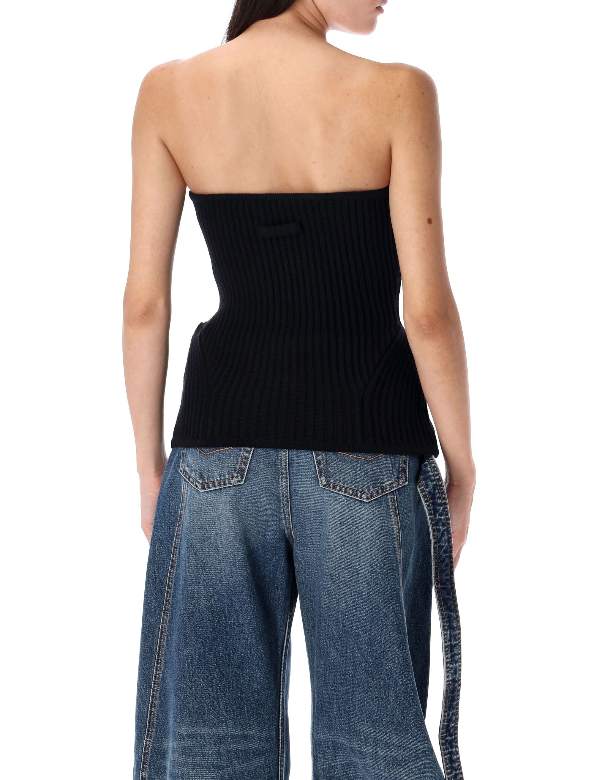 JEAN PAUL GAULTIER Knit Bustier Top - Sleeveless Shaped Silhouette (Size S)