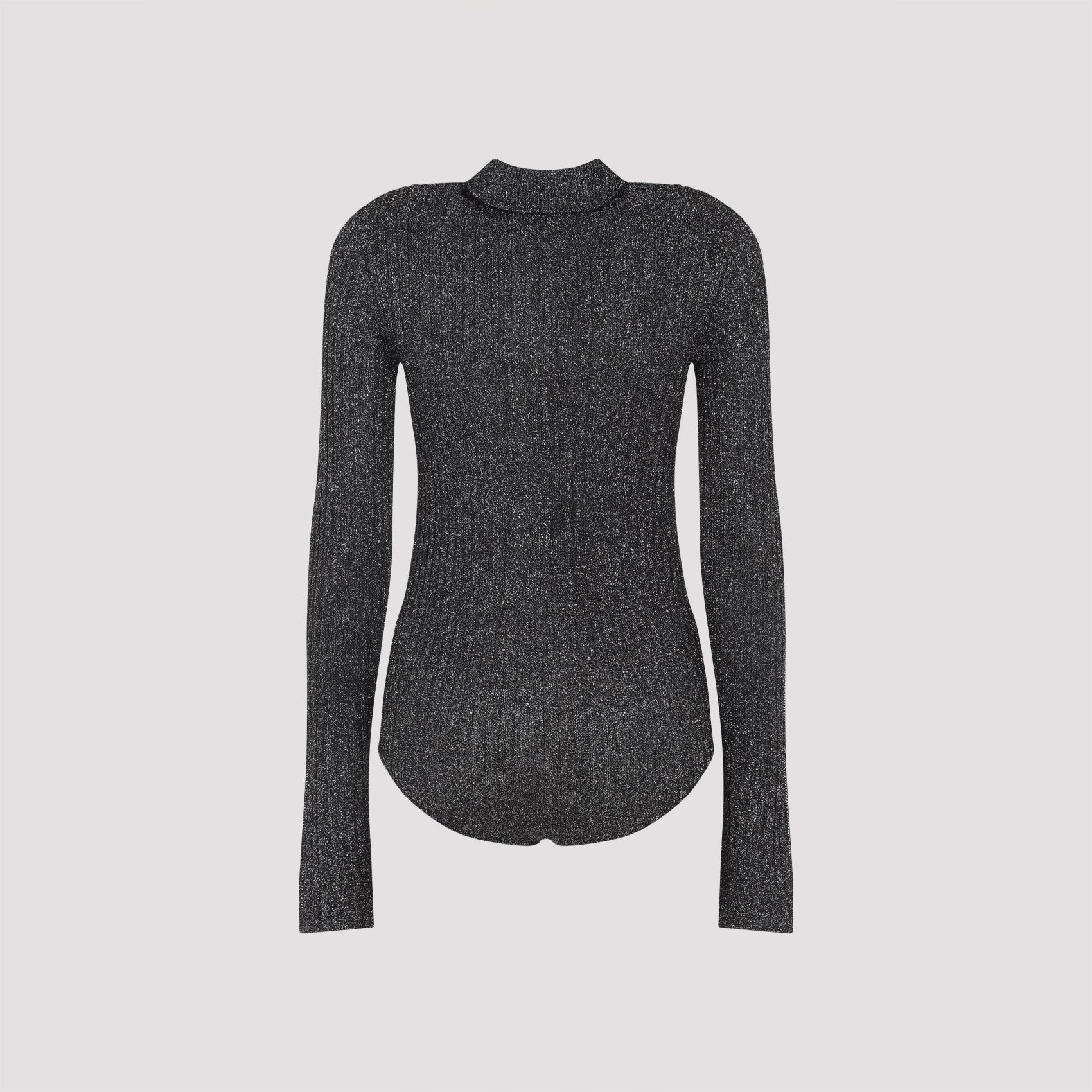 THE FRANKIE SHOP Metallic Solana Polo Bodysuit