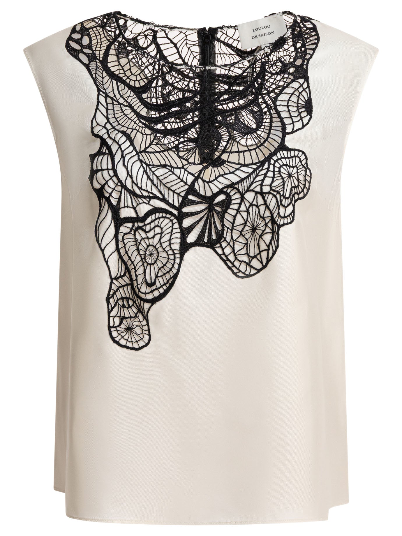 LOULOU DE SAISON Mini Silk Sleeveless Lace Top