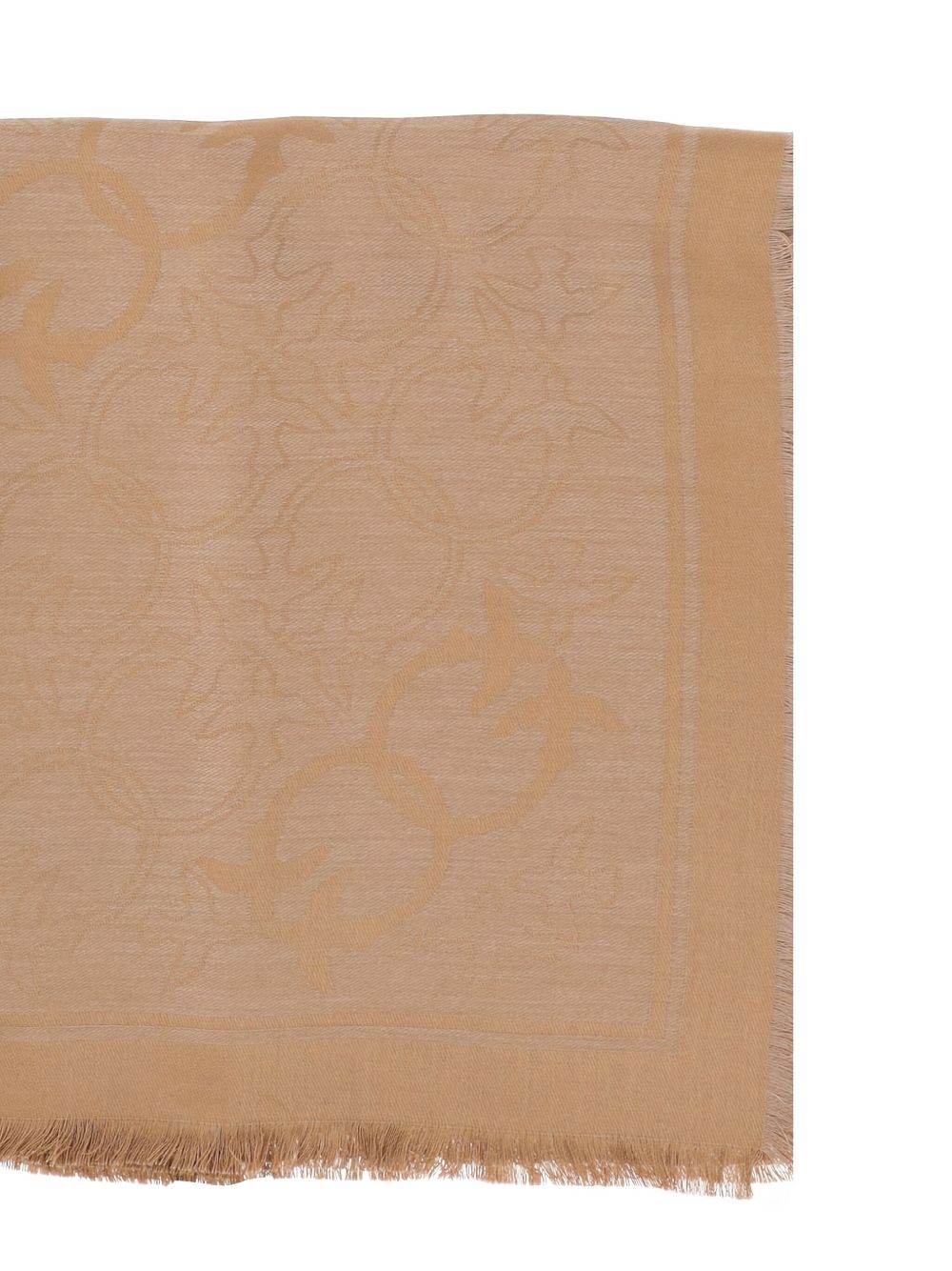 PINKO Birds Print Rectangular Scarf with Fringed Edges