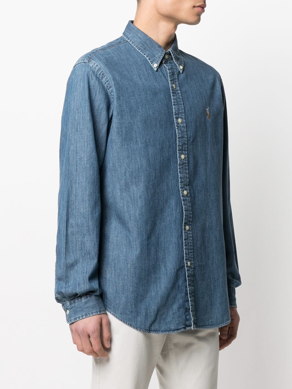 POLO RALPH LAUREN Custom Fit Denim Shirt for Men - Fall Season