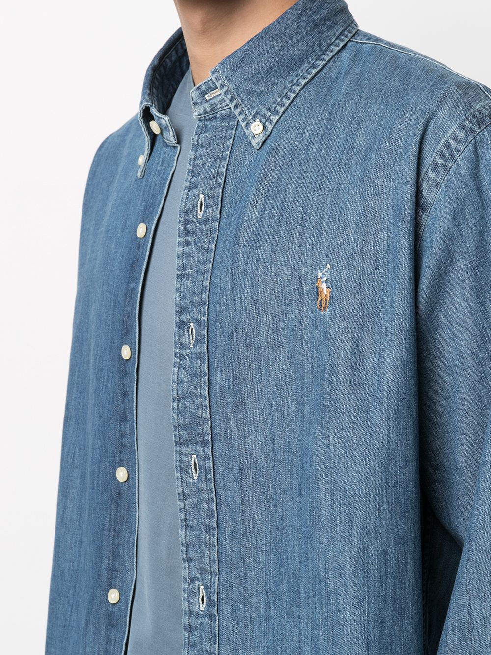 POLO RALPH LAUREN Custom Fit Denim Shirt for Men - Fall Season