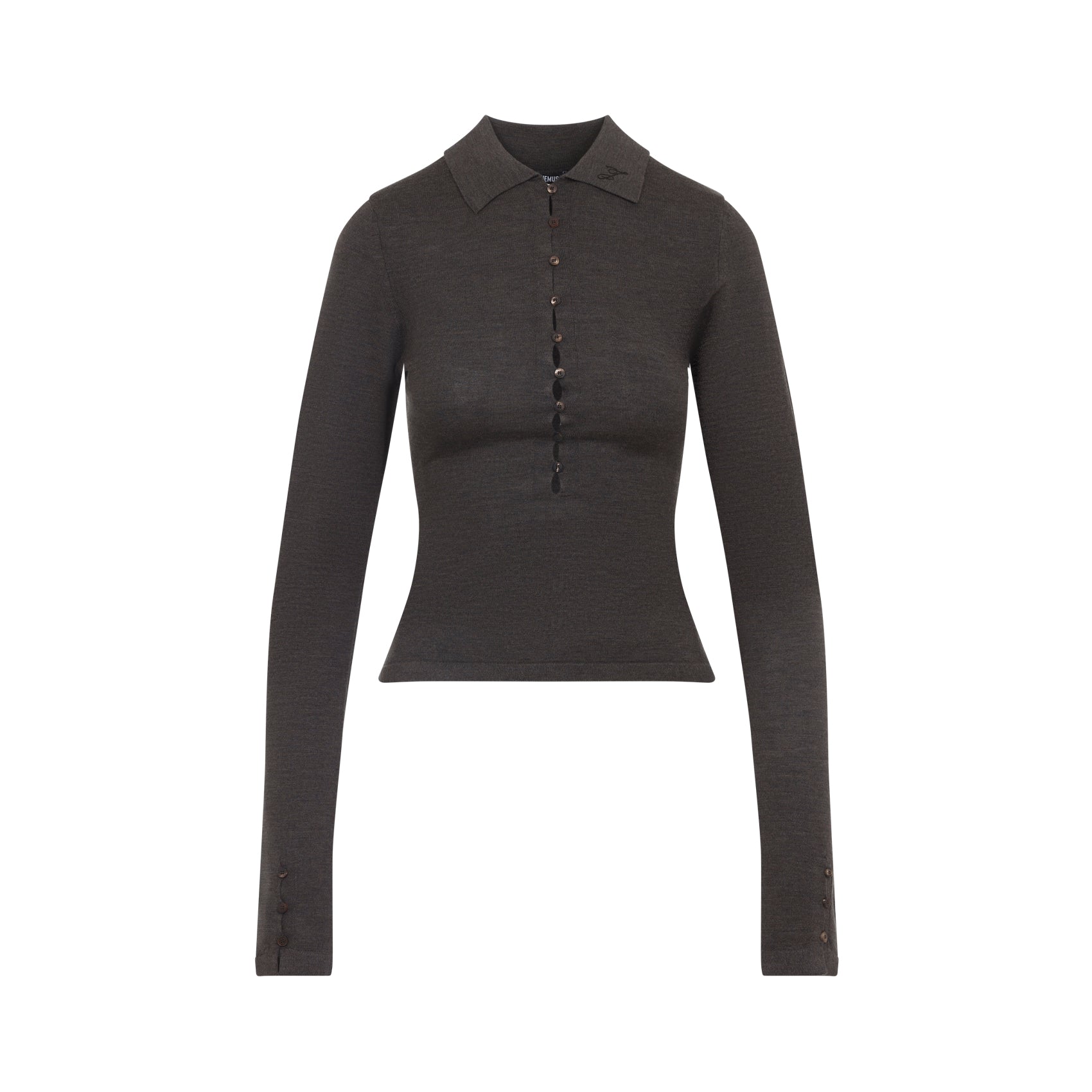 JACQUEMUS Fine Merino Wool Knit Shirt - Slim Fit Size 36