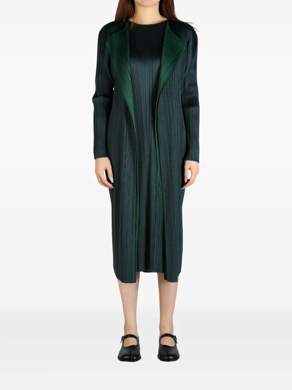 PLEATS PLEASE BY ISSEY MIYAKE Merry Bicolor Long Scarf Cardigan