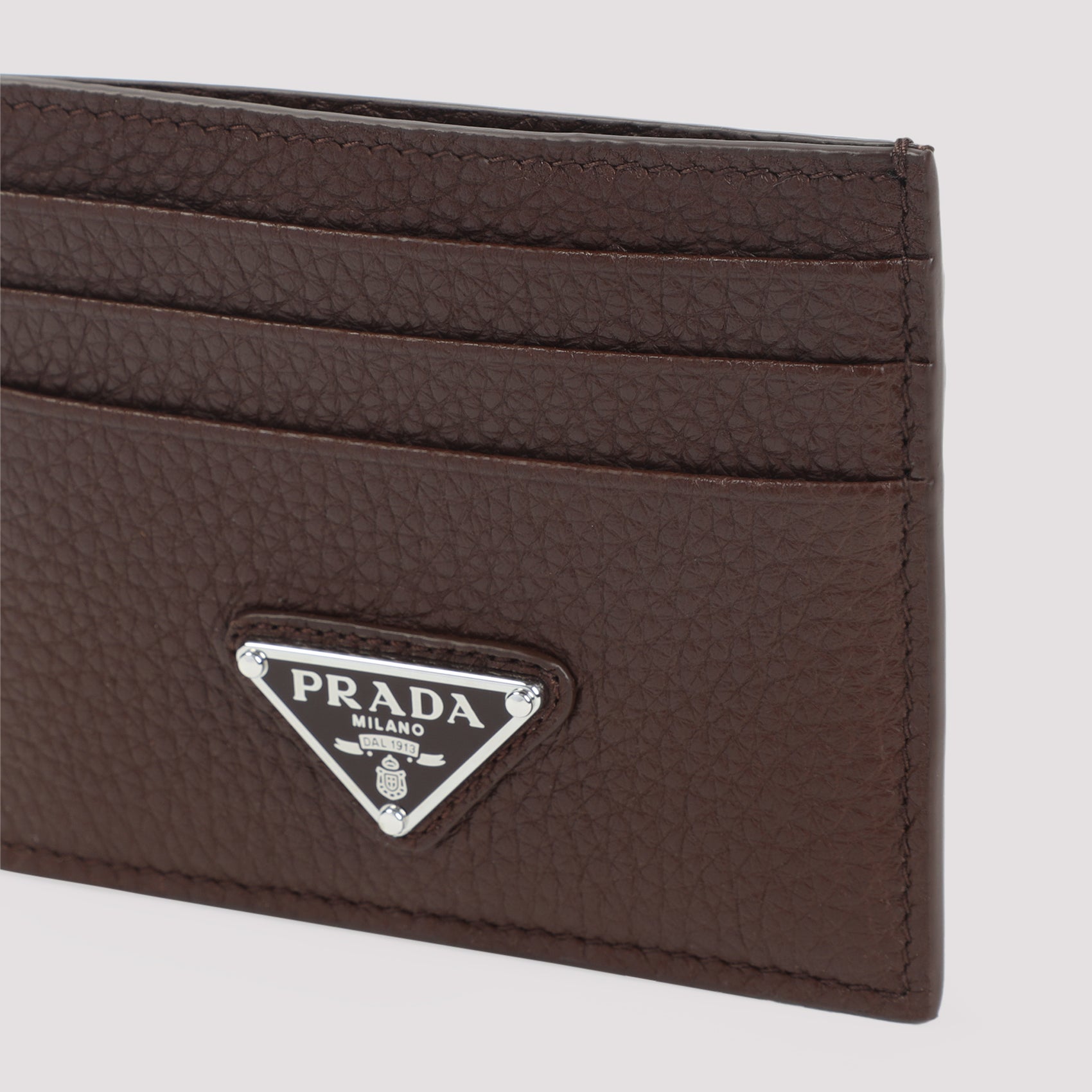 PRADA Mini Leather Cardholder with Signature Logo