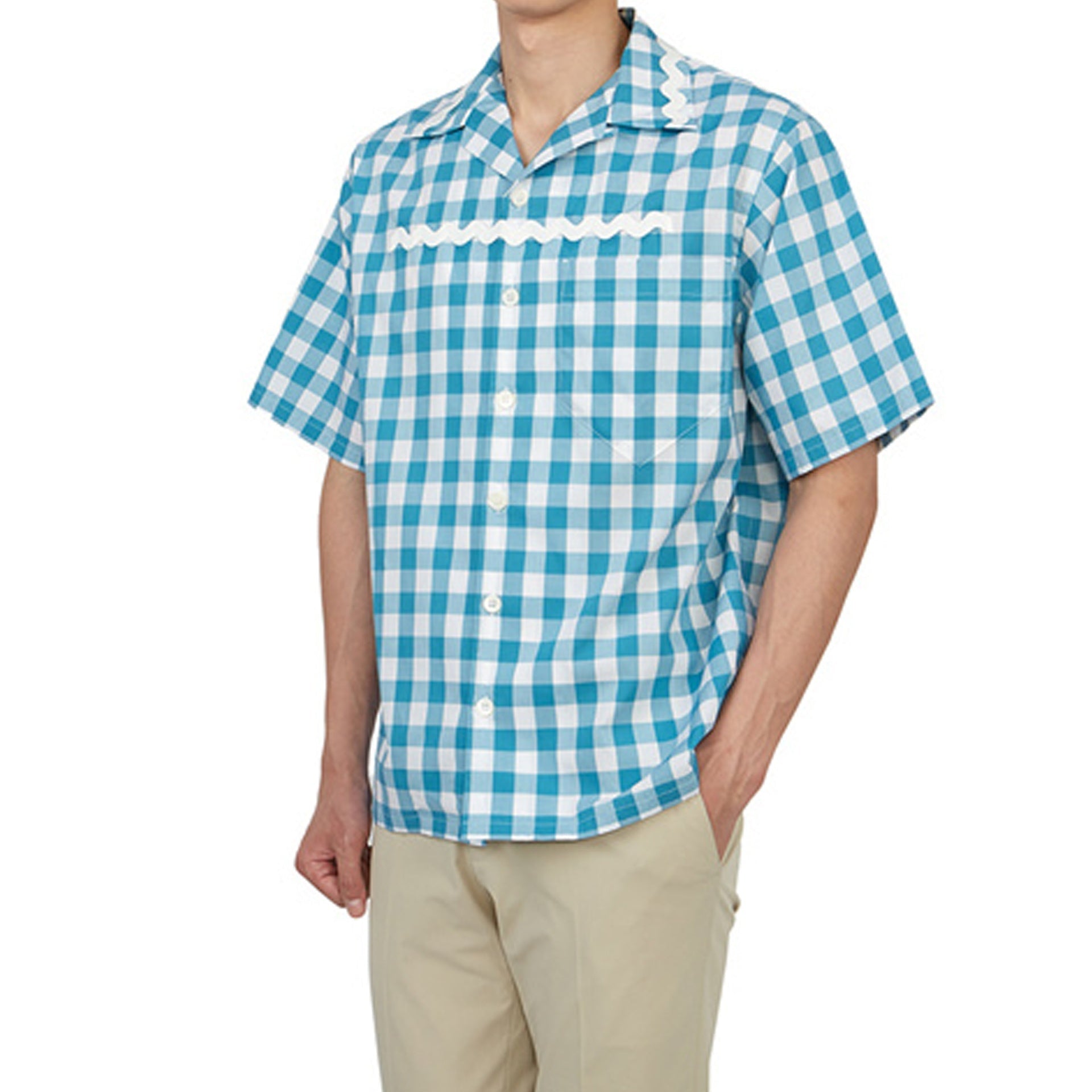 PRADA Checkered Design Cotton Shirt - Men’s Short Sleeve