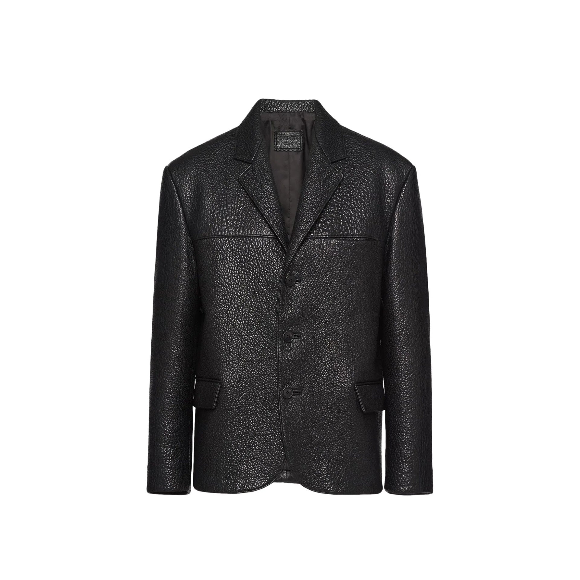 PRADA Single-Breasted Leather Jacket for Men