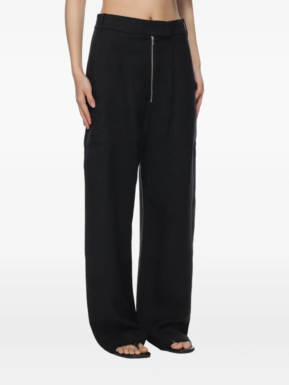 STUDIO NICHOLSON Zip Front Wide Leg Pants