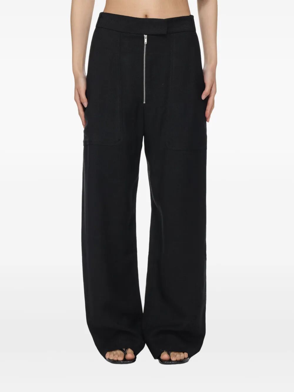 STUDIO NICHOLSON Zip Front Wide Leg Pants