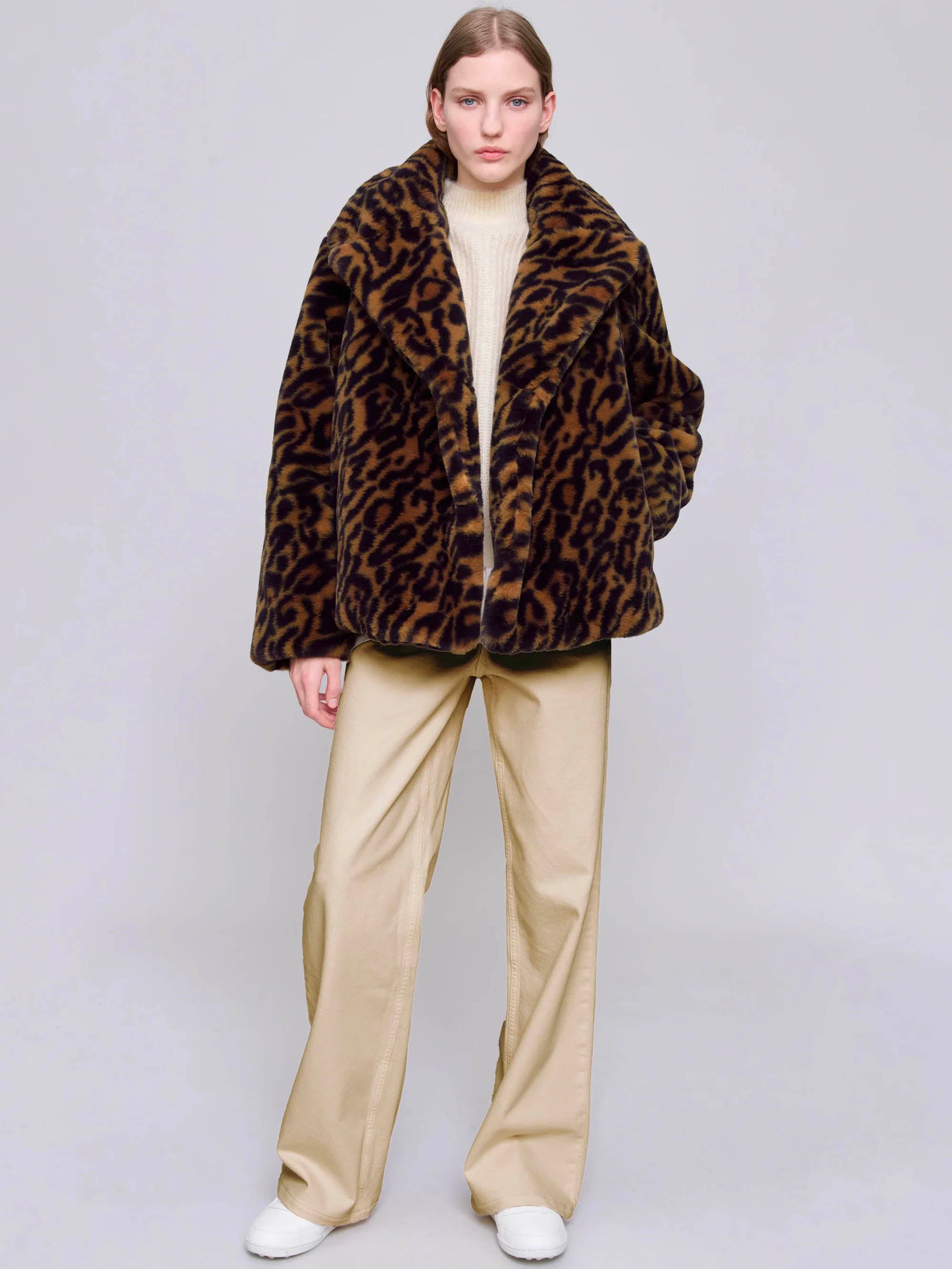 A.P.C. Mini Leopard Print Faux Fur Jacket
